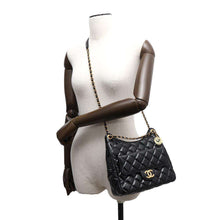 Load image into Gallery viewer, CHANEL Matelasse CC Logo Hobo Bag BlackAS4322 Shiny Crumple Calf Leather
