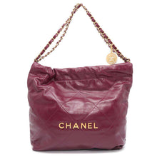 Load image into Gallery viewer, CHANEL CHANEL22 ChainShoulder Bag PurpleAS3260 Shiny Calf Leather Size Small
