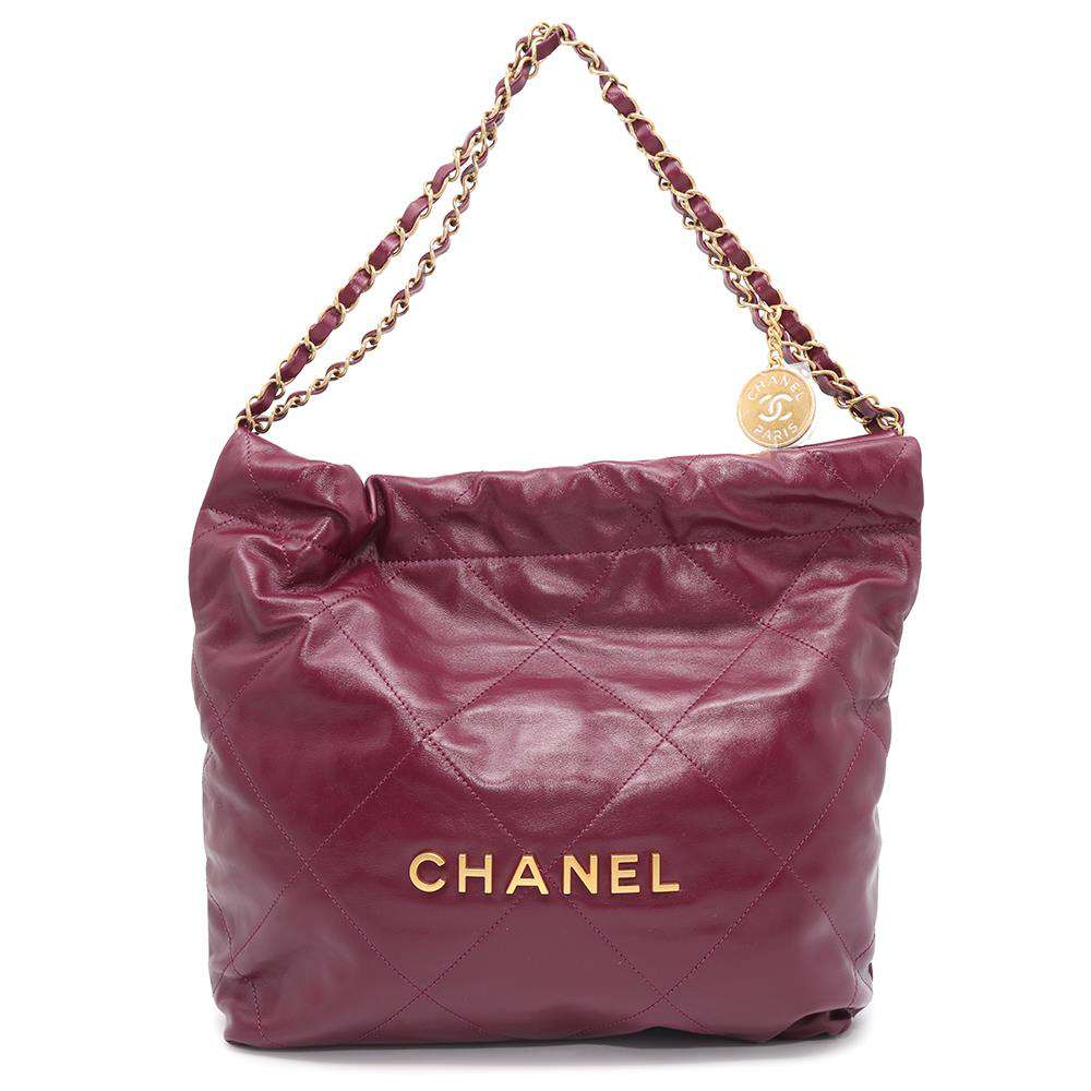 CHANEL CHANEL22 ChainShoulder Bag PurpleAS3260 Shiny Calf Leather Size Small