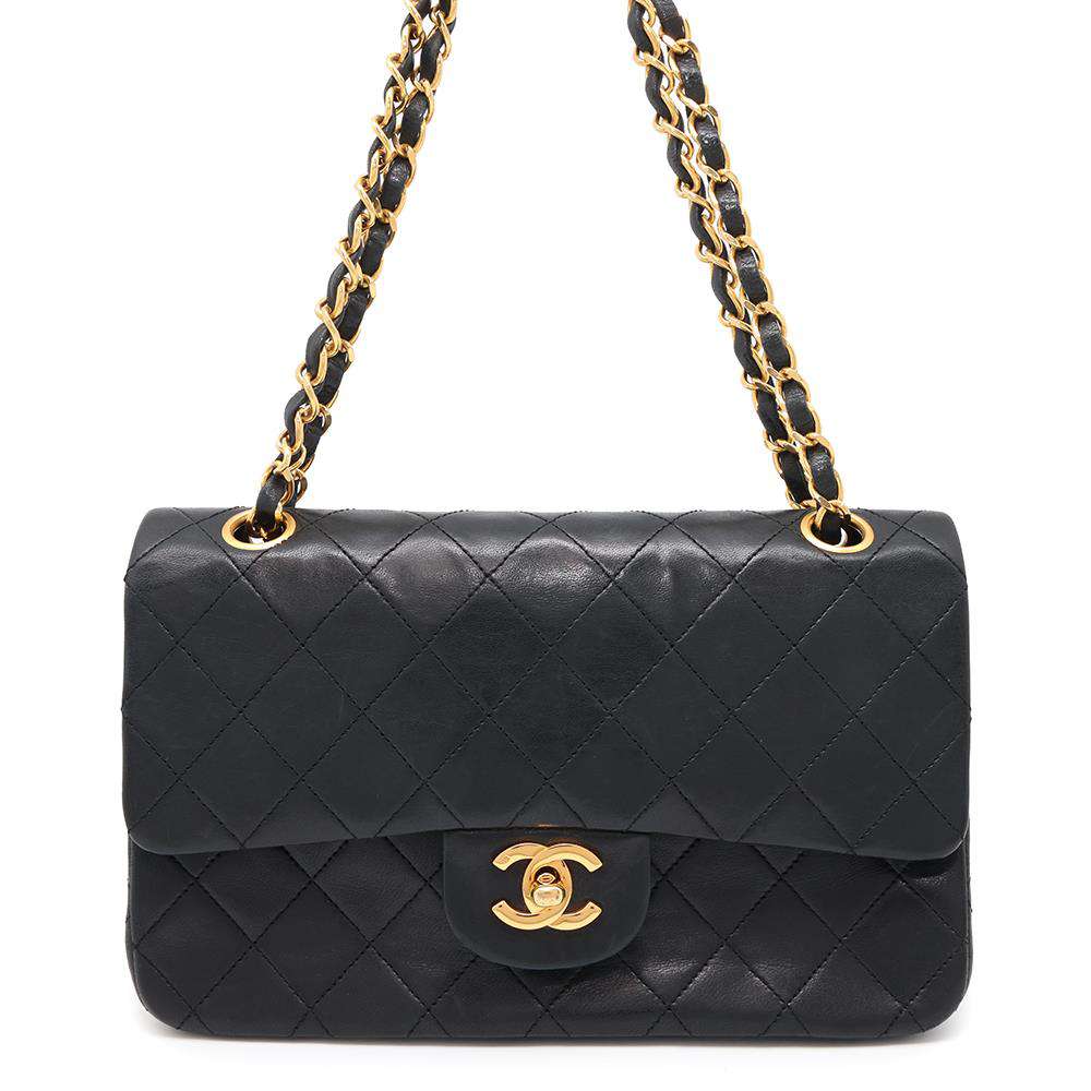 CHANEL Matelasse Double Flap ChainShoulder Bag BlackA01113 Lambskin Size 23