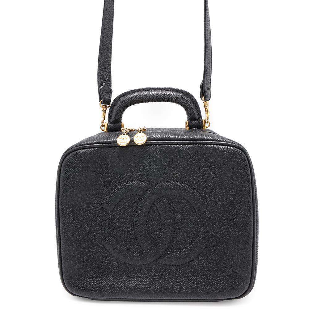 CHANEL CC Logo 2WAY Vanity Bag BlackA07061 Caviar Leather