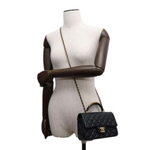 Load image into Gallery viewer, CHANEL Matelasse Top Handle Flap Bag BlackAS2431 Lambskin
