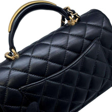 Load image into Gallery viewer, CHANEL Matelasse Top Handle Flap Bag BlackAS2431 Lambskin
