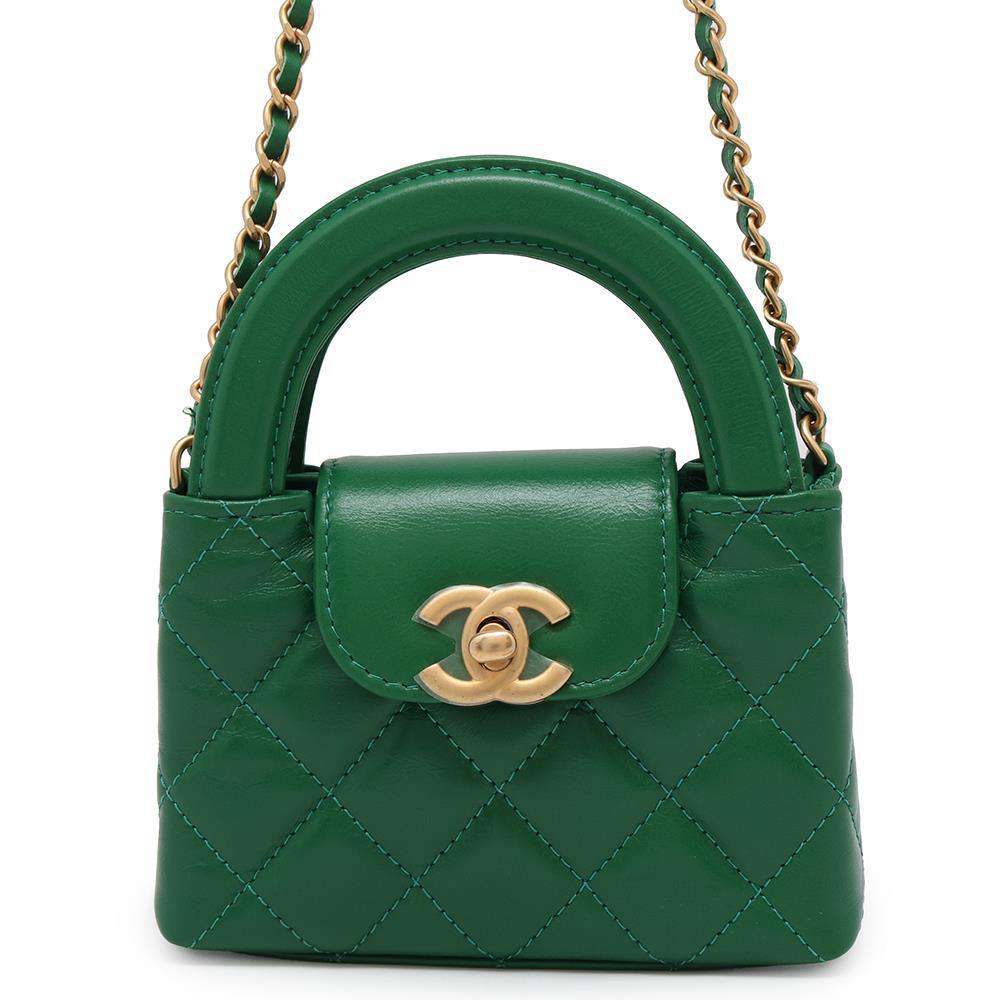 CHANEL Mini ChainClutch Bag GreenAP3435 Aged Calf Leather