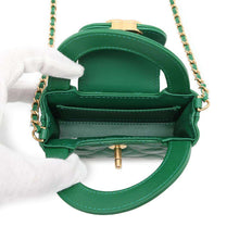 Load image into Gallery viewer, CHANEL Mini ChainClutch Bag GreenAP3435 Aged Calf Leather
