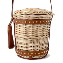 Load image into Gallery viewer, CELINE Mini bucket bag Beige/Brown192872CJC Rattan Leather
