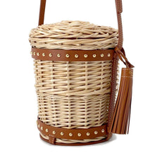 将图像加载到图库查看器中，CELINE Mini bucket bag Beige/Brown192872CJC Rattan Leather
