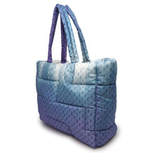 Load image into Gallery viewer, JIMMY CHOO Raya Soft Tote Bag Blue/Purple/White Nylon
