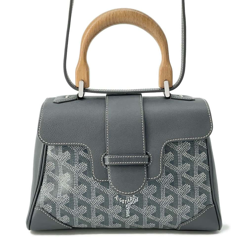 GOYARD Saigon 2way Shoulder Bag GraySAIGONMINTY51CL51P PVC Coated Canvas Leather Size Mini