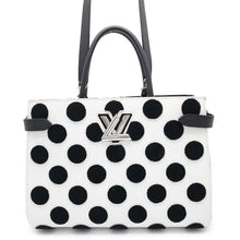 将图像加载到图库查看器中，LOUIS VUITTON LV × YK Twist Tote Black/WhiteM51760 Epi Leather Infinity Dot
