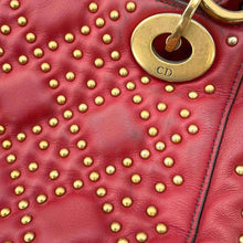 将图像加载到图库查看器中，Dior Lady Dior Cannage Studded Sapple Satchel Bag 2017 Red Leather Size Mini
