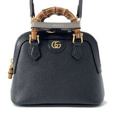 将图像加载到图库查看器中，GUCCI Diana Bamboo 2wayShoulder Black715775 Leather
