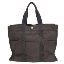 将图像加载到图库查看器中，HERMES Her Line Tote Gray Canvas Size GM
