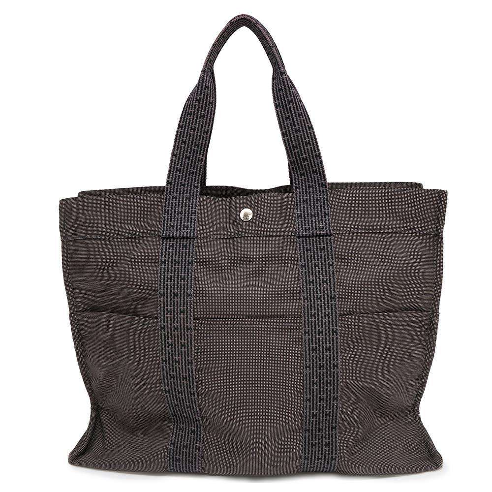 HERMES Her Line Tote Gray Canvas Size GM