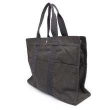 将图像加载到图库查看器中，HERMES Her Line Tote Gray Canvas Size GM
