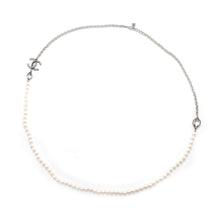 将图像加载到图库查看器中，CHANEL Faux Pearl Teardrop Long Necklace Antique SilverABD851 Metal
