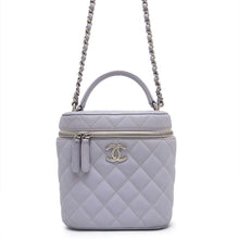 将图像加载到图库查看器中，CHANEL Matelasse 2WAY Vanity Shoulder Bag PurpleAS2362 Caviar Leather
