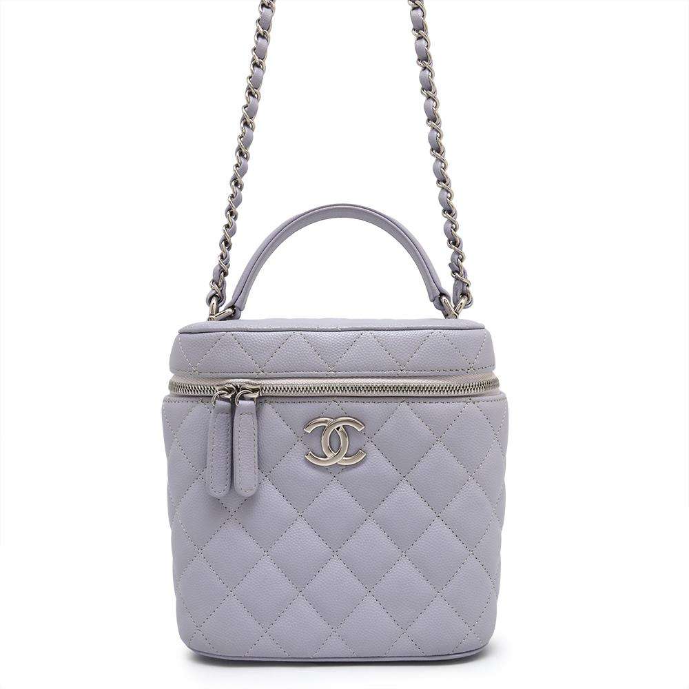 CHANEL Matelasse 2WAY Vanity Shoulder Bag PurpleAS2362 Caviar Leather