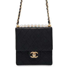 将图像加载到图库查看器中，CHANEL Matelasse Imitation Pearl ChainShoulder Bag BlackAS0584 Goatskin Leather
