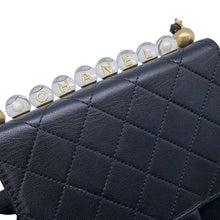 将图像加载到图库查看器中，CHANEL Matelasse Imitation Pearl ChainShoulder Bag BlackAS0584 Goatskin Leather
