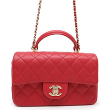 将图像加载到图库查看器中，CHANEL Matelasse Top Handle ChainShoulder Bag RedAS2431 Lambskin
