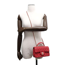 Load image into Gallery viewer, CHANEL Matelasse Top Handle ChainShoulder Bag RedAS2431 Lambskin
