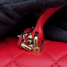 Load image into Gallery viewer, CHANEL Matelasse Top Handle ChainShoulder Bag RedAS2431 Lambskin
