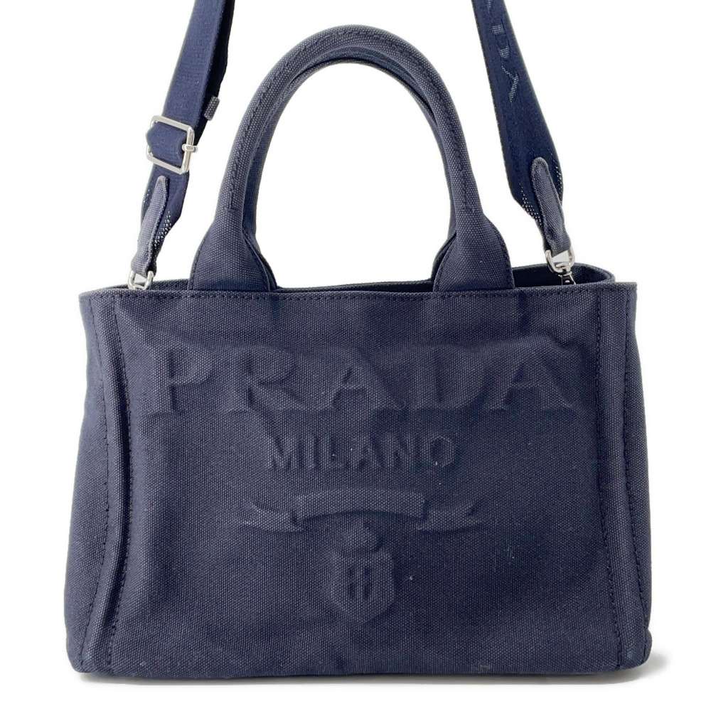 PRADA Canapa 2WAY Tote Bag Navy1BG439 Canvas