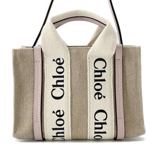 将图像加载到图库查看器中，Chloe Woody 2WAY Shoulder Bag Beige/PinkCHC22AP237 Canvas Leather Size Mini
