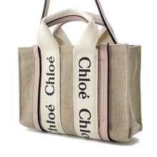 将图像加载到图库查看器中，Chloe Woody 2WAY Shoulder Bag Beige/PinkCHC22AP237 Canvas Leather Size Mini
