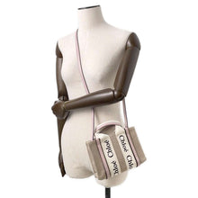 将图像加载到图库查看器中，Chloe Woody 2WAY Shoulder Bag Beige/PinkCHC22AP237 Canvas Leather Size Mini
