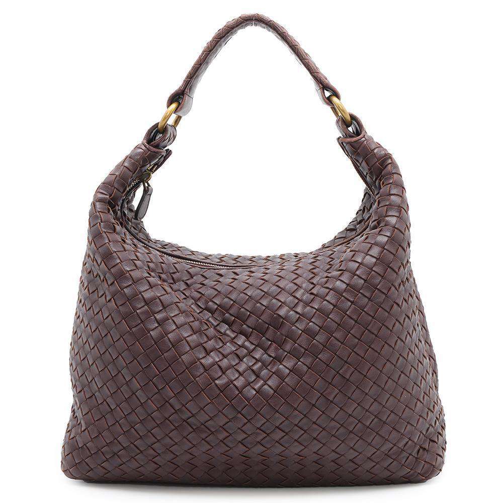 Bottega Veneta INTRECCIATO Hobo Bag Brown Leather