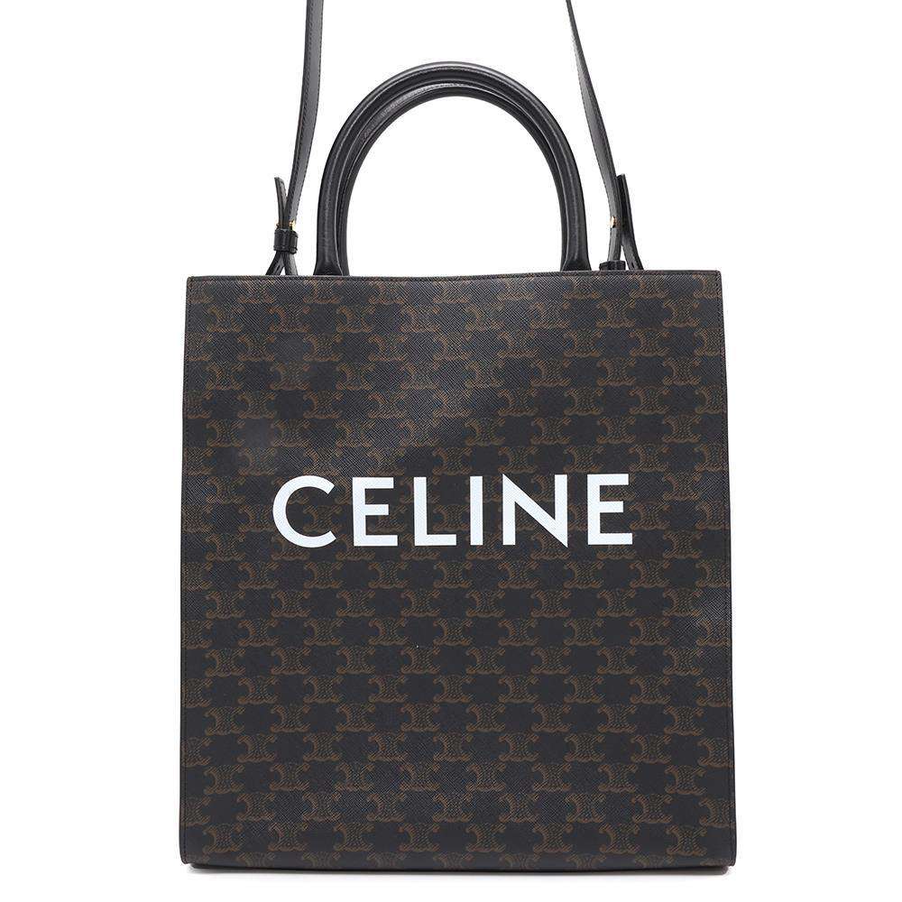 CELINE Triomphe Vertical Cabas Tote Bag Black/Brown194432CIM PVC Leather