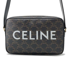 Load image into Gallery viewer, CELINE Triomphe logo messenger bag Black194502 PVC Leather Size Medium
