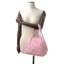 Load image into Gallery viewer, JIMMY CHOO Sophia Star Studded Tote Bag Pink Leather Size S
