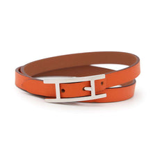 将图像加载到图库查看器中，HERMES Double Tour API 2 Bracelet Size T5 Orange/Gold Swift Leather
