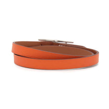 将图像加载到图库查看器中，HERMES Double Tour API 2 Bracelet Size T5 Orange/Gold Swift Leather
