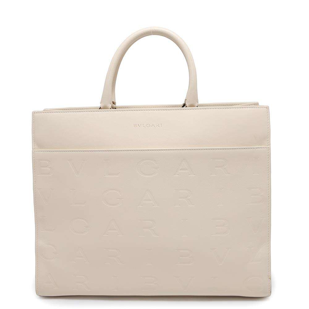 BVLGARI Infiniteum 2way Tote Bag Ivory Leather