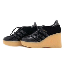 将图像加载到图库查看器中，GUCCI Gazelle Wedge Sneakers Adidas Collaboration Black725627 Suede leather Size 36 1/2
