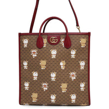 将图像加载到图库查看器中，GUCCI MicroGuccissima 2WAY Tote Bag Doraemon Collaboration Brown/Red654345 PVC Leather
