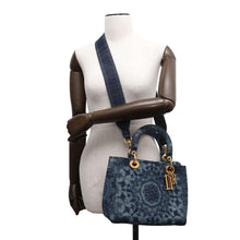 Load image into Gallery viewer, Dior Lady Dior Handbag Kaleidoscope Blue Denim Size Medium
