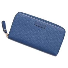 将图像加载到图库查看器中，GUCCI MicroGuccissima Zip AroundNagazaiCloth Blue449391 Leather
