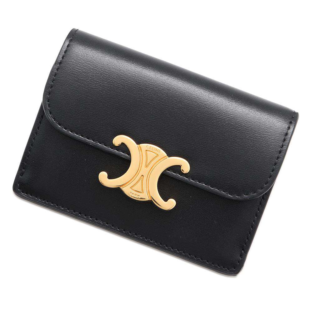 CELINE Triomphe Card Case Black10I583DPV Shiny Calf Leather