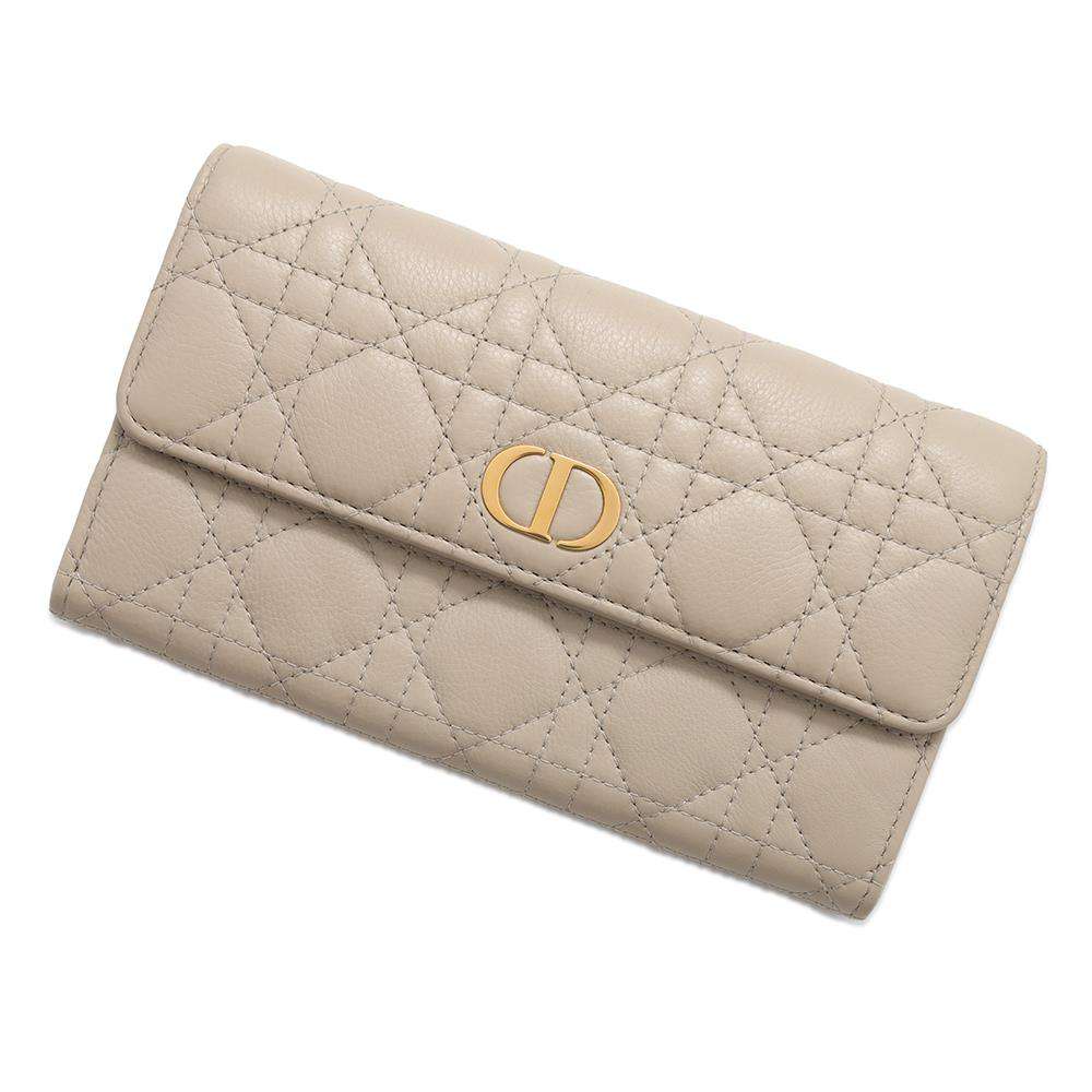 Dior Caro Long Flap Wallet BeigeS5039UWHC Calf Leather