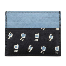 将图像加载到图库查看器中，PRADA Card Case Black/Blue1MC025 Leather
