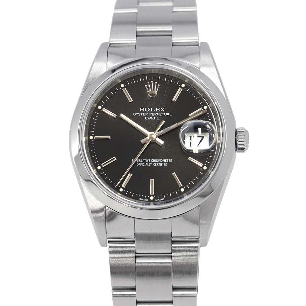 ROLEX Oyster Perpetual Date W34mm Stainless Steel Black Dial15200