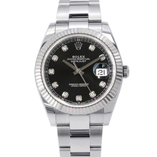 将图像加载到图库查看器中，ROLEX Datejust W41mm Stainless Steel K18WG Black/10PD Dial126334G
