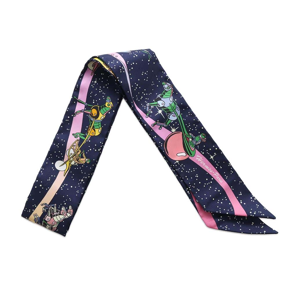 HERMES Twilly Space Derby Space Derby Marine/Rose/Multicolor Silk100%