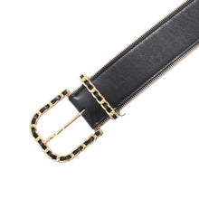 将图像加载到图库查看器中，CHANEL Belt Black Lambskin Size 85
