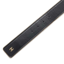 将图像加载到图库查看器中，CHANEL Belt Black Lambskin Size 85
